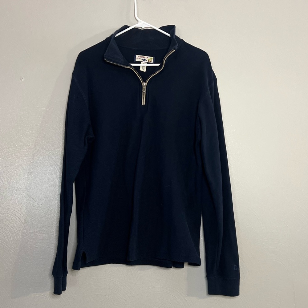 Caribbean Joe Medium Men’s Blue Sweater Quarter Zip